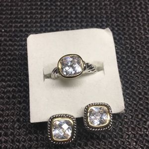 Clear CZ Ring and Earrings
